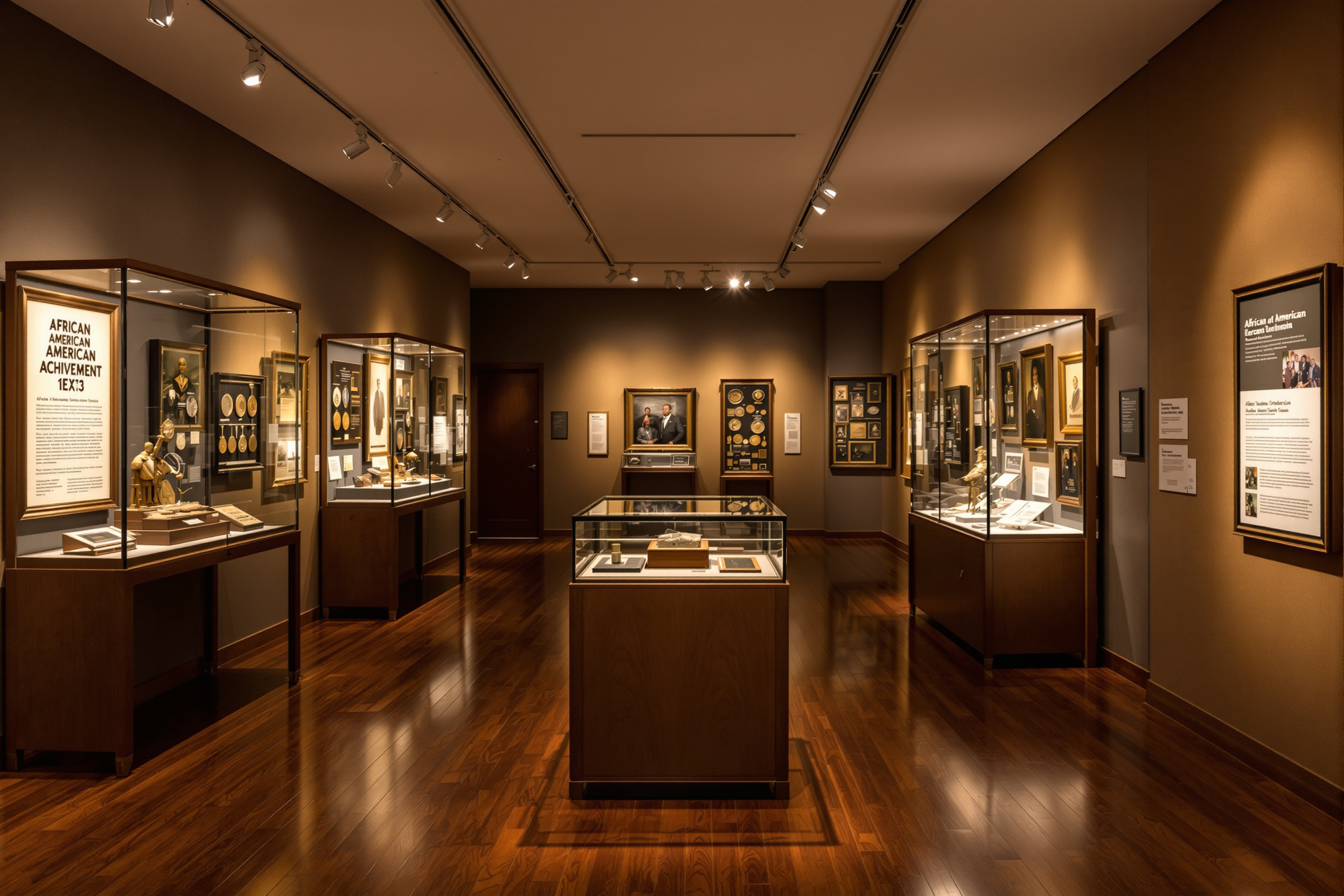 Museum gallery exhibit honoring African American history and achievement
